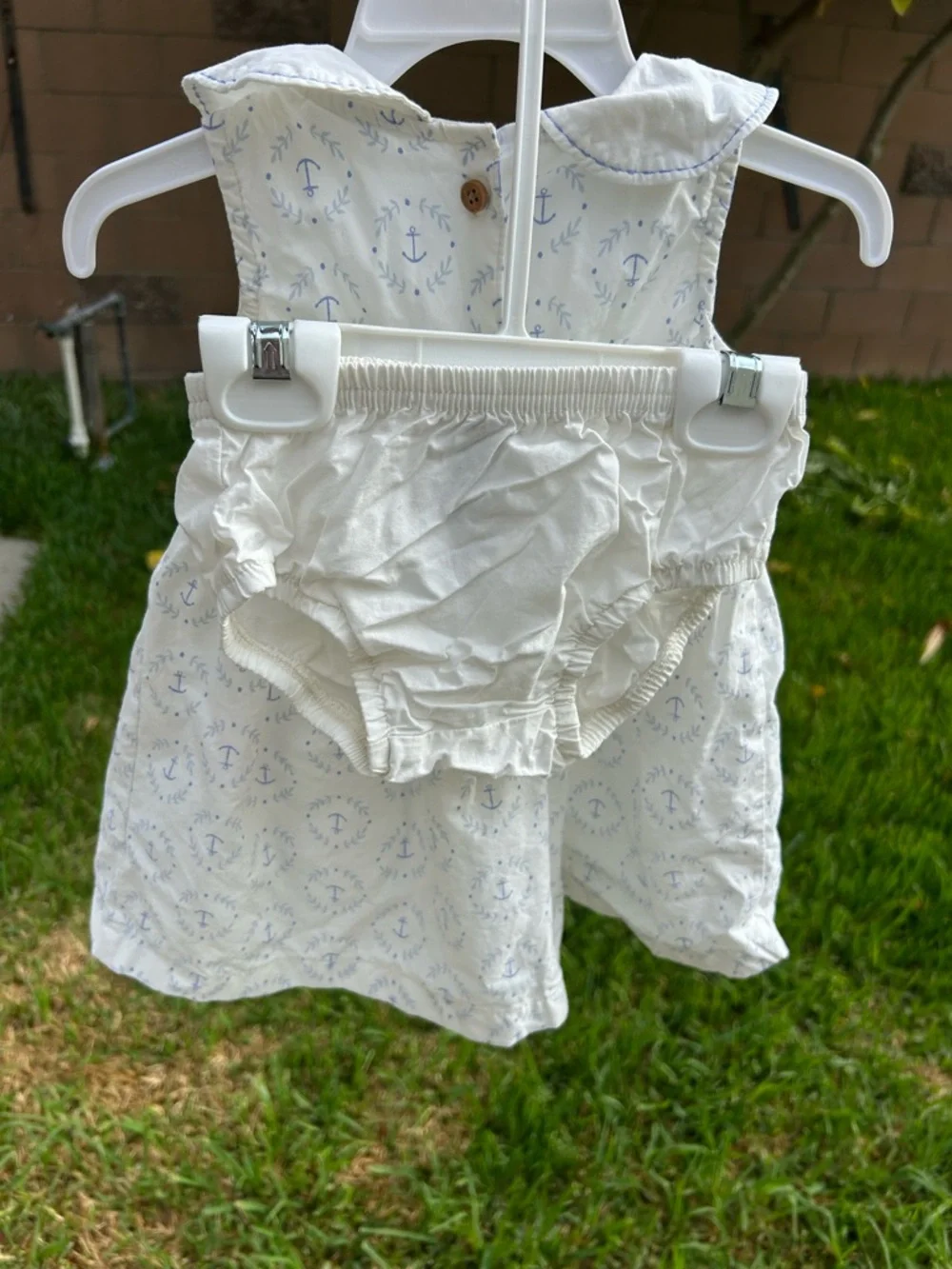 Carter's White Baby Dress with Light Blue Accents